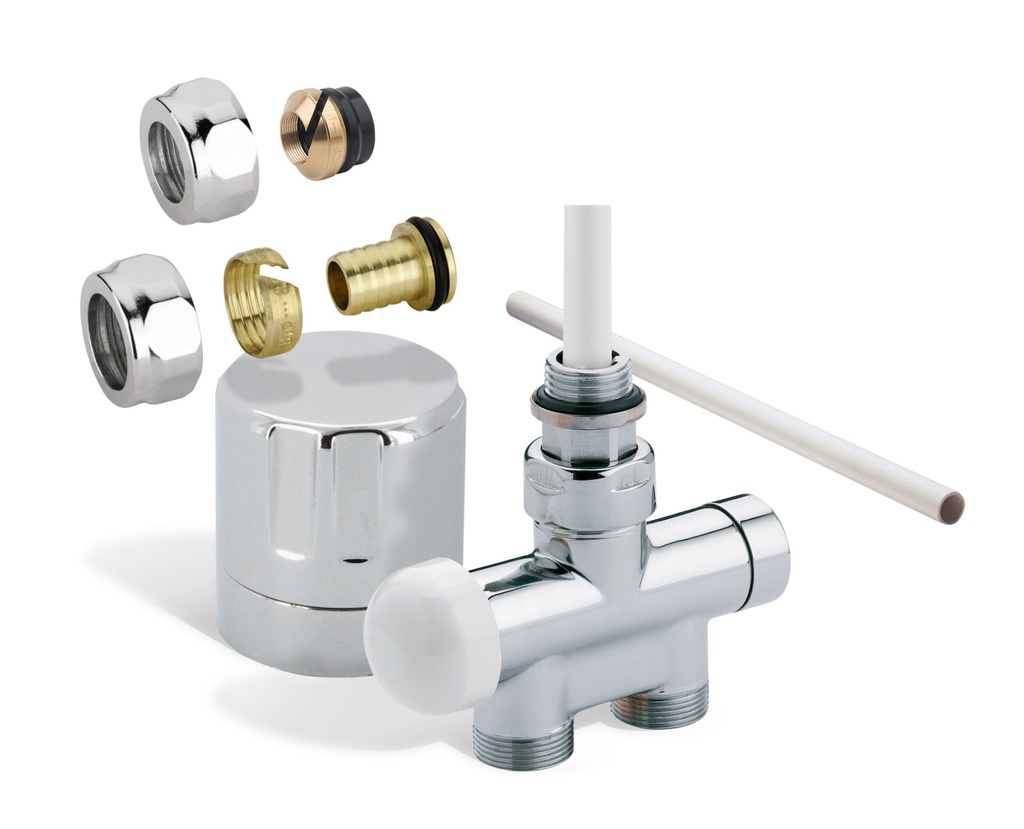 Kit raccordement monotube avec entraxe 50mm chrome manuel