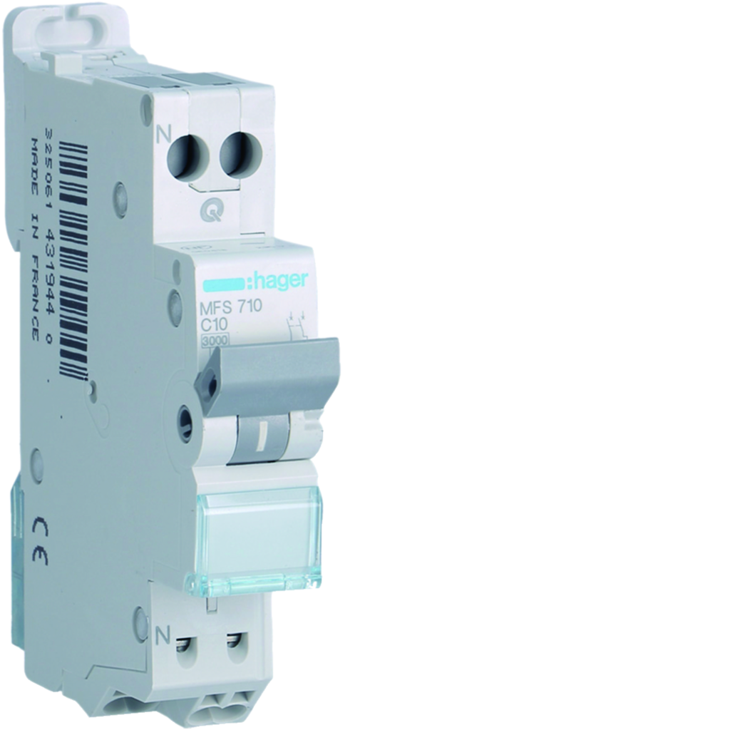 Disjoncteur Phase+ Neutre 10A 3kA Courbe C connexion automatique SanVis 1 Module