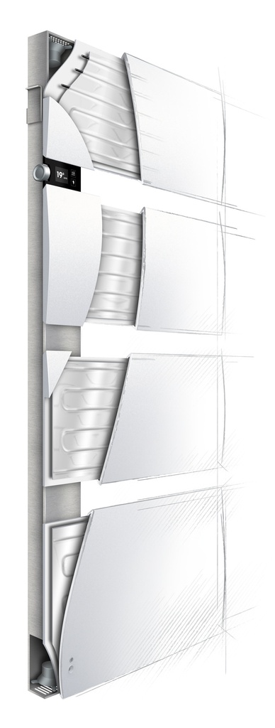 Sèche-serviettes Symphonik mât à gauche 1750W blanc mat  / chêne massif