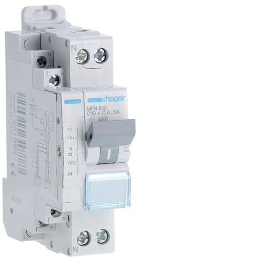 [HAGMFN910] Disjoncteur fil pilote Phase + Neutre 10A 3kA Courbe C bornes à vis 1,50 Modules