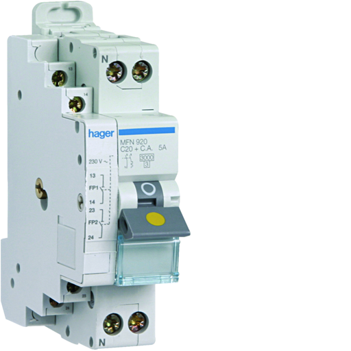 [HAGMFN920] Disjoncteur fil pilote Phase + Neutre 20A 3kA Courbe C bornes à vis 1,50 Modules