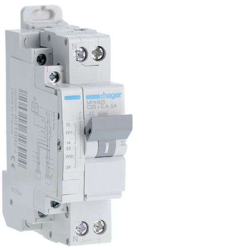 [HAGMFN925] Disjoncteur fil pilote Phase + Neutre 25A 3kA Courbe C bornes à vis 1,50 Modules