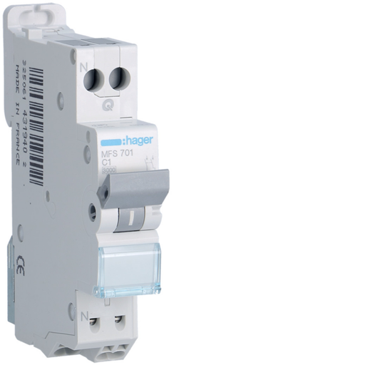 [HAGMFS701] Disjoncteur Phase+ Neutre 1A 3kA Courbe C connexion automatique SanVis 1 Module