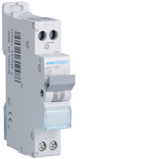 [HAGMFS725] Disjoncteur Phase+ Neutre 25A 3kA Courbe C connexion automatique SanVis 1 Module